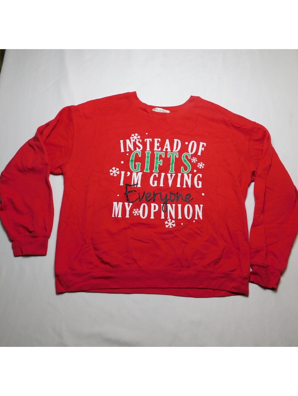 Wound Up Christmas Sweatshirt Womens XXL Red Funny Opinion Graphic Pullover